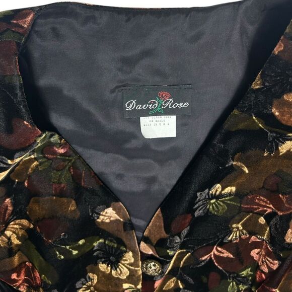 80’s 90’s Vintage David Rose Velvet Floral Blazer & Skirt Set Approx. Size 18 20 - Picture 3 of 14
